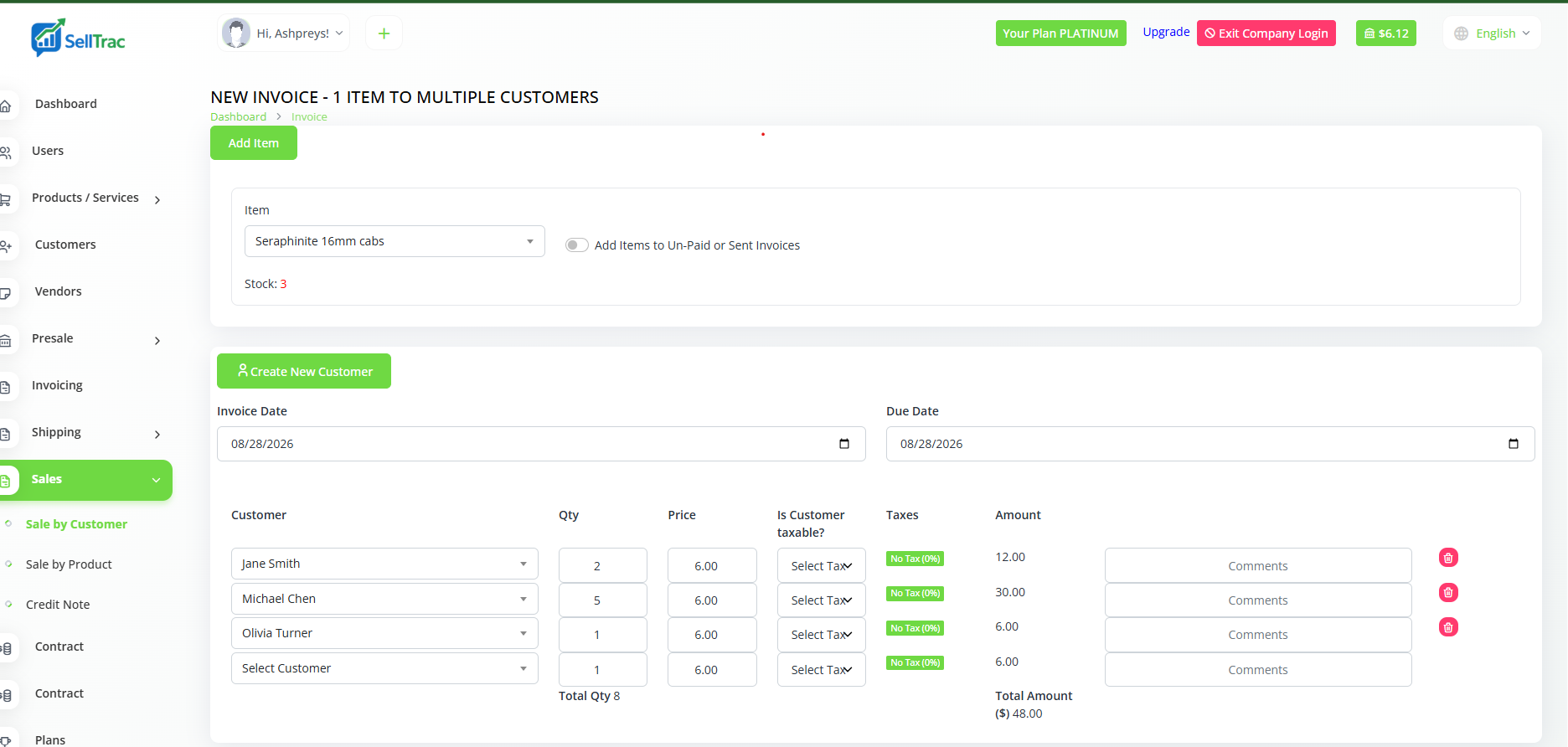 Add Customer & Invoices