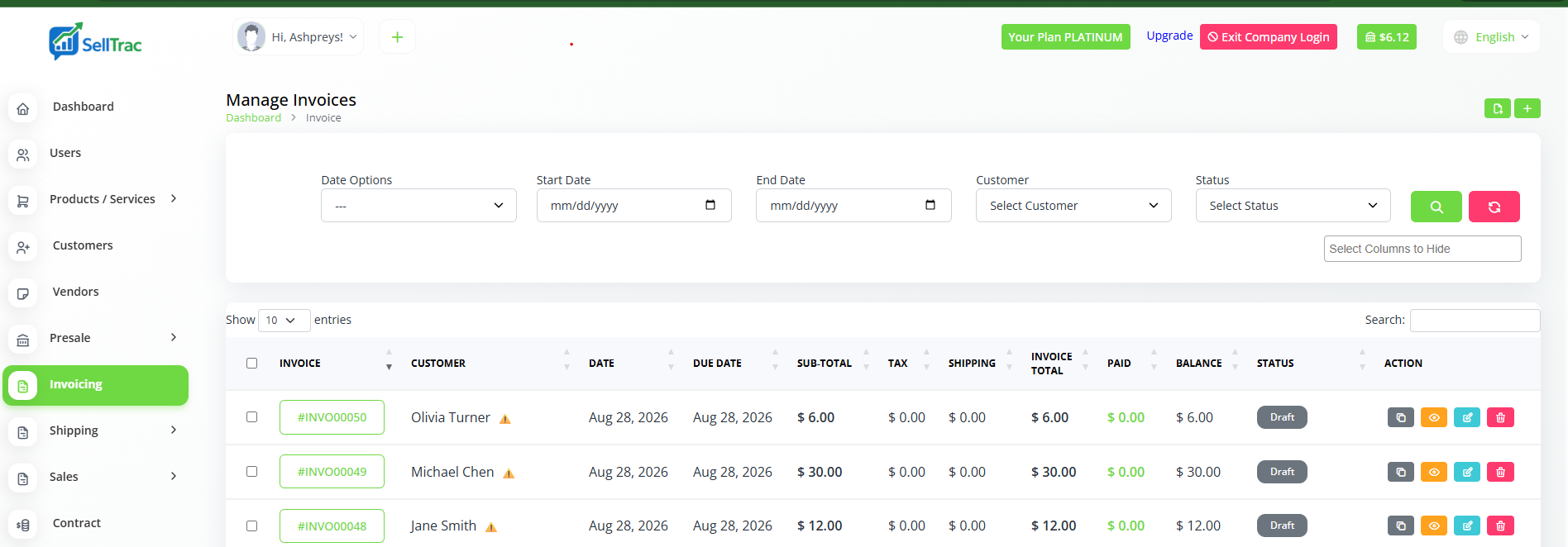 View Invoices